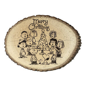 Peanuts Merry Christmas Charlie Brown Handmade Wooden Decor Burned Art Pyrograph
